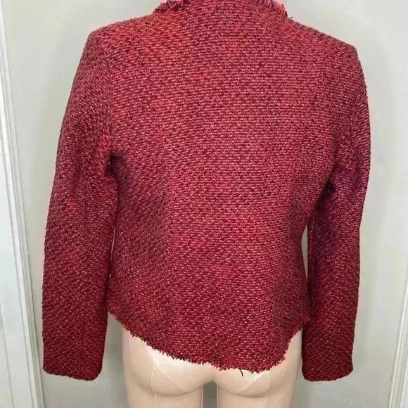 Monteau Red Tweed Open Front 3/4 Sleeve Blazer NWT New Womens Size Medium - Picture 5 of 8